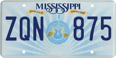 MS license plate ZQN875