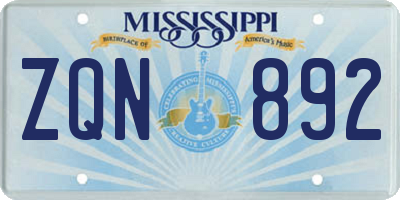 MS license plate ZQN892