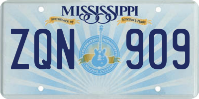 MS license plate ZQN909