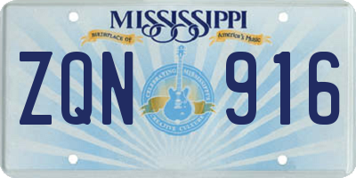 MS license plate ZQN916