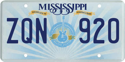 MS license plate ZQN920