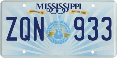 MS license plate ZQN933
