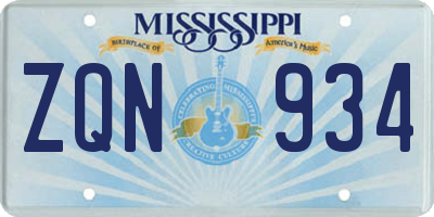 MS license plate ZQN934