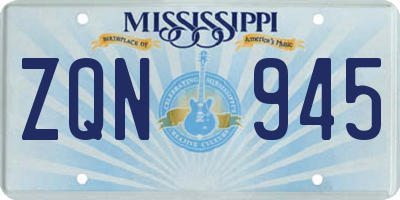 MS license plate ZQN945
