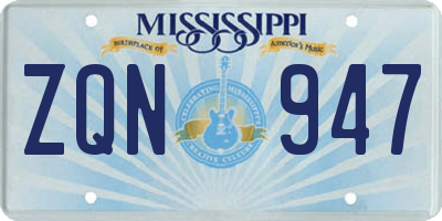 MS license plate ZQN947