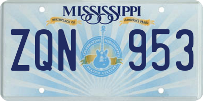 MS license plate ZQN953