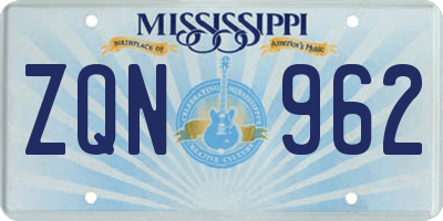 MS license plate ZQN962