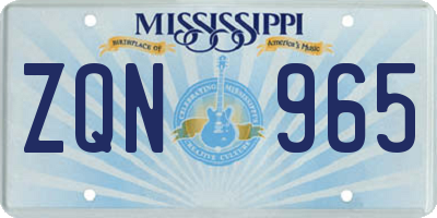 MS license plate ZQN965