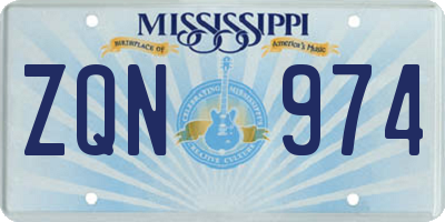MS license plate ZQN974