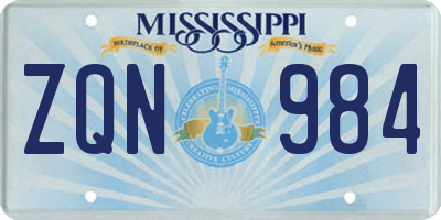 MS license plate ZQN984