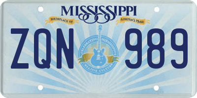 MS license plate ZQN989