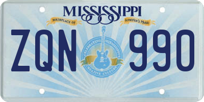 MS license plate ZQN990