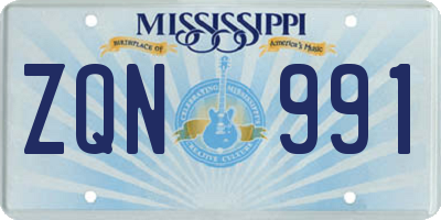 MS license plate ZQN991