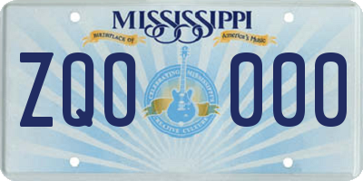 MS license plate ZQO000