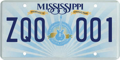 MS license plate ZQO001