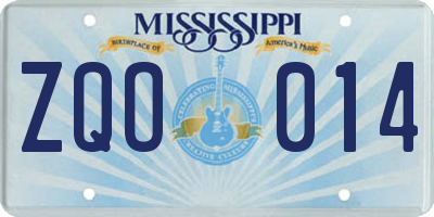 MS license plate ZQO014