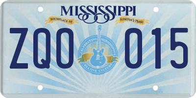 MS license plate ZQO015