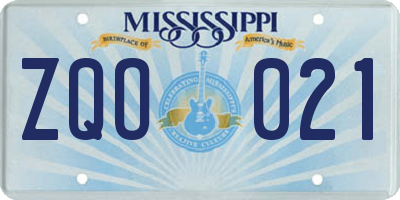 MS license plate ZQO021