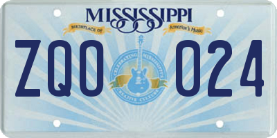 MS license plate ZQO024
