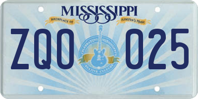 MS license plate ZQO025