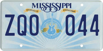 MS license plate ZQO044