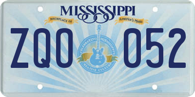MS license plate ZQO052