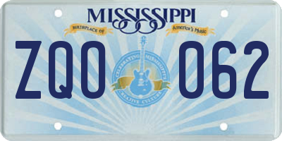 MS license plate ZQO062