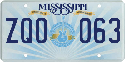 MS license plate ZQO063