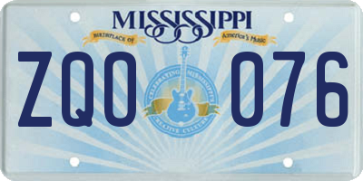 MS license plate ZQO076