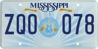 MS license plate ZQO078