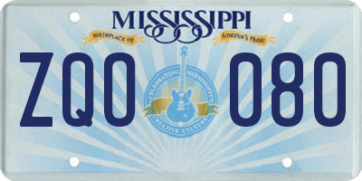 MS license plate ZQO080