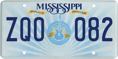 MS license plate ZQO082