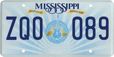 MS license plate ZQO089