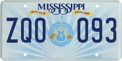 MS license plate ZQO093