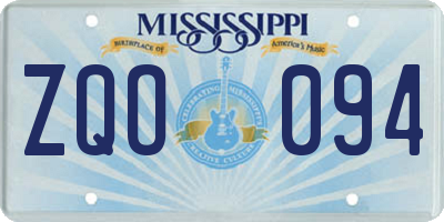 MS license plate ZQO094