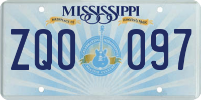 MS license plate ZQO097