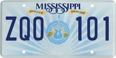 MS license plate ZQO101