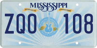 MS license plate ZQO108