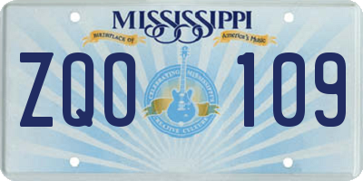 MS license plate ZQO109