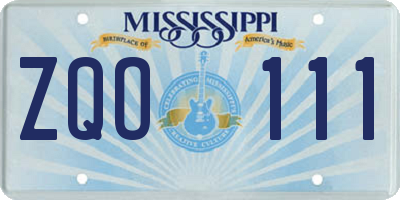 MS license plate ZQO111