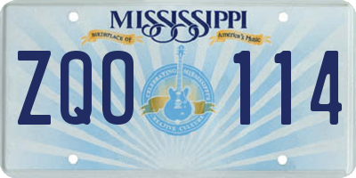 MS license plate ZQO114