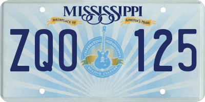 MS license plate ZQO125