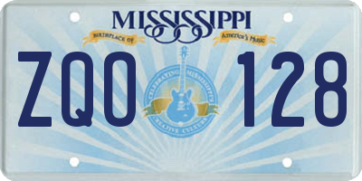 MS license plate ZQO128