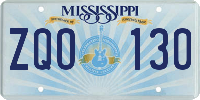 MS license plate ZQO130