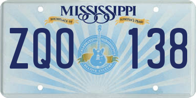 MS license plate ZQO138