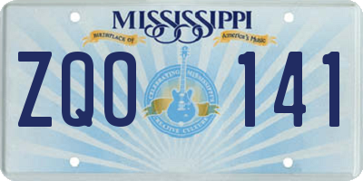 MS license plate ZQO141