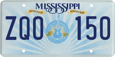 MS license plate ZQO150