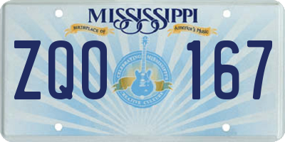 MS license plate ZQO167