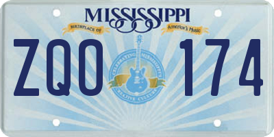 MS license plate ZQO174
