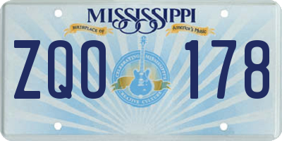 MS license plate ZQO178